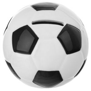 Tirelire en c&eacute;ramique ballon - ORION - Ouvrable - 10x9 cm - Blanc et noir - Forme de ballon de football - Id&eacute;e cadeau