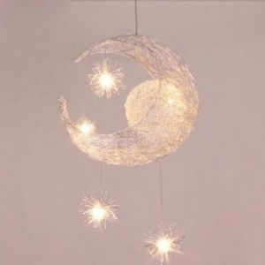 Suspension Décorative - Lune Etoile - Aluminium - 40 cm - Pour Enfant