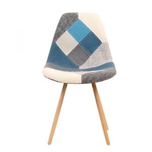 Chaise stockholm Odri scandinave coloris patchwork bleu