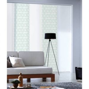 MADECOSTORE Panneau Japonais Tamisant Pyramides - Blanc / Bleu et Blanc / Gris - L50 x H250cm