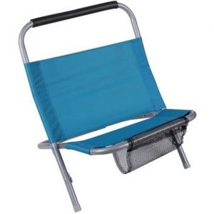 Cale dos de plage - SUNNY DAYS - Modèle pliable - Acier - Bleu - Filet de rangement