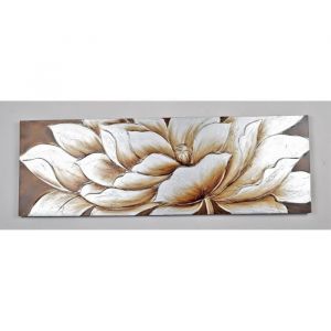 Tableau d&eacute;co Fleurs  104 -  Toile peinte &agrave; la main  -  50 x 150 x 3 cm