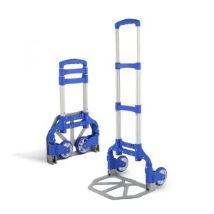 Chariot de Transport Pliable en Aluminium Charge 175lbsDiable Pliable- Chariot Pliable pour Bagages Voyage Shopping (Bleu)