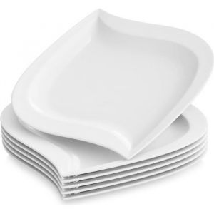 6pcs Assiettes &agrave; Dessert G&acirc;teau Plates Vaisselles Assiette Carr&eacute;e Porcelaine Plat Service de Table Malacasa S&eacute;rie ELVIRA