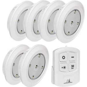 Lampe LED sans fil - Maclean - MCE165 - Télécommande incluse - 6 pièces - Éclairage mural et plafond