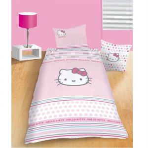 Housse de couette Hello Kitty Pretty 140x200 - CTI - Rectangulaire - Pois - 100% Coton