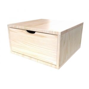 Cube de rangement largeur 50 cm + tiroir - Couleur - Vernis Naturel