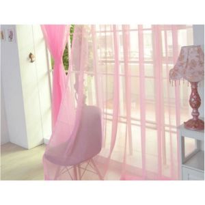 Paire de rideaux en voile uni pas cher Voilage de salon transparent Tour de décoration de chambre Rideau Voilage occultant été Rose