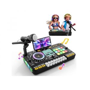 Table de mixage DJ - Pupitre pour enfants de 3 &agrave; 10 ans - Contr&ocirc;leur DJ - Instruments de musique microphone effets sonores Batterie