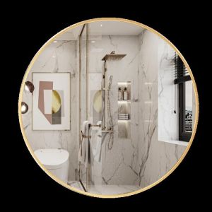 CASSILANDO de 80 cm de diamètre Miroir rond doré  miroir mural rond grand miroir de salle de bain miroir de courtoisie mural