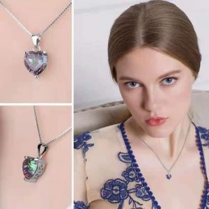 Collier Femme - RMEGA - Pendentif Coeur - Plaqu&eacute; Argent - Oxyde de zirconium - Violet