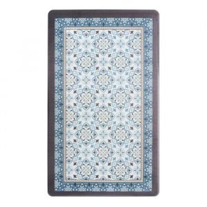 Tapis de cuisine carreaux de ciment bleu gris 45x75 - vinyle antidérapant