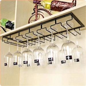 Support de Verre &agrave; Vin - Porte-Verres Suspendu Stemware en Rack avec 6 Rails 60 x 225 x 55cm[84]
