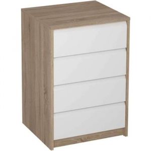 Commode Meuble de rangement coloris chêne - blanc - Longueur 50 x Hauteur 73.4 x Profondeur 45 cm