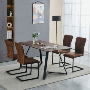 Lot de 4 Chaises Cantilever en Simili-cuir - Marron - Confort Ergonomique - Facile a Nettoyer - Salle a MangerBureau - AINPECCA