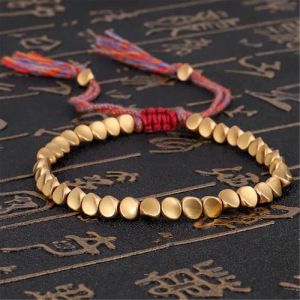Fait &agrave; la Main Bouddhiste tib&eacute;tain Coton tress&eacute; Perles de cuivre Chanceux Corde Bracelet Femmes et Hommes Bijoux 391
