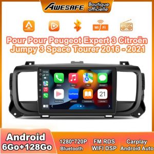 AWESAFE Autoradio Android 13 pour Peugeot Expert 3 Citro&euml;n Jumpy 3 Space Tourer (2016-2021) 6Go+128Go 9 &eacute;cran Carplay Android Auto