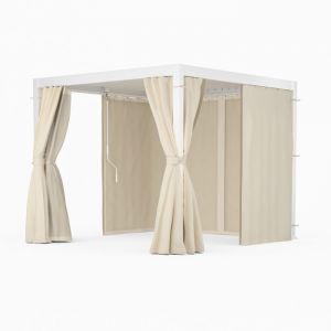 Blumfeldt LuminaHaven Pergola 3x3m avec rideaux et moustiquaires Pavillon Protection UV Cadre aluminium R&eacute;sistant &agrave; la rouille