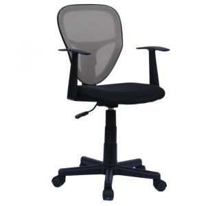Chaise de bureau enfant STUDIO fauteuil pivotant et ergonomique avec accoudoirs siège à roulettes hauteur réglable mesh noir/gris