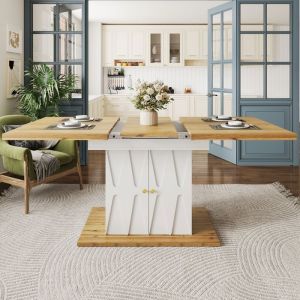 Table &agrave; manger extensible - Becag - Table de salle &agrave; manger 110-140x70cm - Table de cuisine - Pour cuisine et salon - Blanc