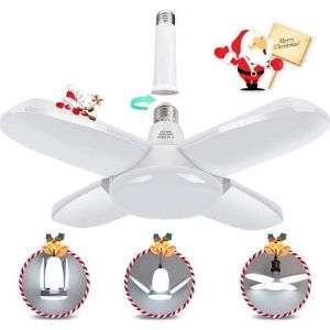 Lumi&egrave;re de Garage de LED 60W E27 6500K 6000 lumens D&eacute;formable Plafonnier de Garage &agrave; LED avec 4 Ajustable Panneaux Ampoules