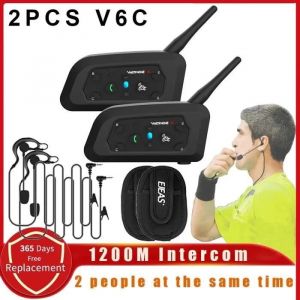 Vnetphone-Oreillette Bluetooth V6C pour casque de motoappareil de communication duplex int&eacute;gralport&eacute;e 1200m- 2 pi&egrave;ces V6C