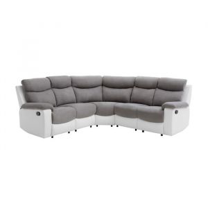 Canap&eacute; dangle de Relaxation OSCAR 5 places bi-mati&egrave;re - Gris / Blanc - L238 x P238 x H99cm - LOUNGITUDE