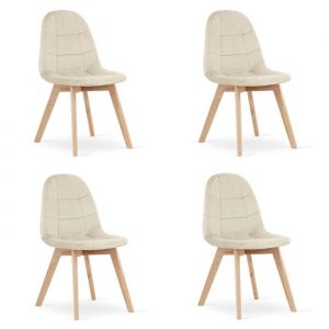 Chaise BORA - velours beige x 4 OSKAR qualité élégante