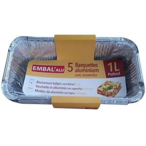 Barquette aluminium - EMBALALU - Profonde - 1 L - Lot de 5