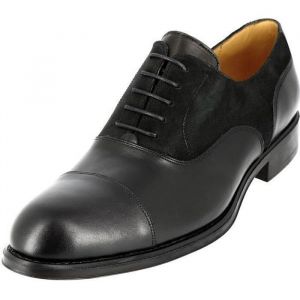 Chaussure Richelieu - BELYM - Cuir lisse et daim noir - Confortable - &Eacute;l&eacute;gante - Pour homme