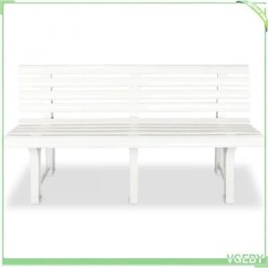 Banc de jardin - V GEBY - 1455 cm - Plastique Blanc - Résistant aux intempéries - Design élégant