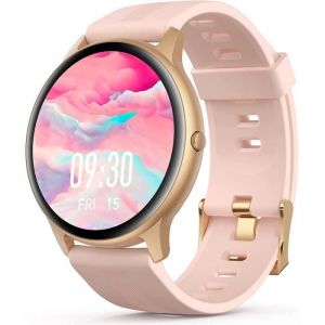 AGPTEK Montre Connectée Femme, Montre Intelligent Bluetooth Étanche 5ATM Tracker d'Activité avec Fréquence Cardiaque Sommeil-Or