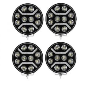 4 Phares de Travail Auxiliare Longue Port&eacute;e + Feu de Position Orange Blanc LED 11000 Lm 12V 24V 125W - Camion Poids Lourds VTT 4x4