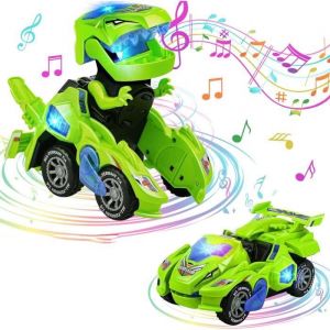 Jouet éducatif - ZGEER - Dinosaure Transformers - Musique LED - Pour enfants de 3 à 7 ans - Vert