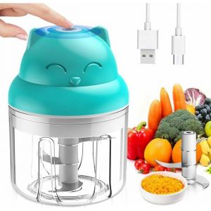 Hachoir &eacute;lectrique - YYV - Mini moulinette - 250 ml - Acier inoxydable - 3 lames