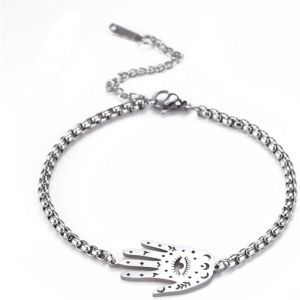 Bracelet Main De Fatma Pour Femme En Acier Inoxydable Porte-Bonheur