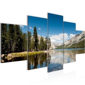 Runa art Tableau D&eacute;coration Murale Paysage Montagne 200x100 cm - 5 Panneaux Deco Toile Pr&ecirc;t &agrave; Accrocher 606851a