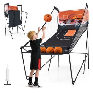 Jeu de Basket-ball Arcade Enfants Pliable COSTWAY-8 Modes de Jeu-Score &Eacute;lectronique Effets Sonore-4 Joueurs-Ecran LED-Double Panier