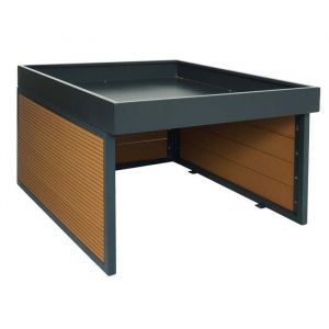 Abri pour robot tondeuse avec bac a plantes 40x60x73 cm fer et plastique aspect ch&ecirc;ne 04_0006943