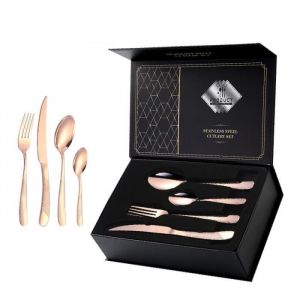 M&eacute;nag&egrave;re 24 pi&egrave;ces - INSFITY - Ensemble de Couverts en Acier Inoxydable - Rose Or - Pour 6