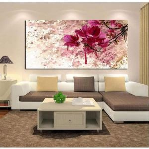 Abstrait Fleur Rouge Affiche Paysage Toile Tableau Art Peintures pour Salon Chambre Tableau DecorationSans Cadre 70X140CM