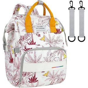 Sac à Dos à Langer Grande Capacité Sac a Langer a Dos pour Bébé en Oxford Sac à Langer à Dos avec Sac IsothermeBlanc