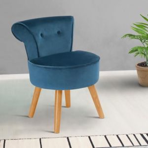 Fauteuil crapaud en velours bleu - IDMARKET - Style scandinave - Moderne - 1 place - Pieds en bois