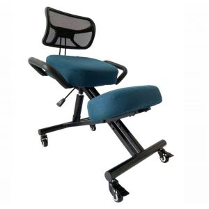 Kenoko OKNEEL - Chaise &agrave; Genoux Ergonomique avec Dossier  Si&egrave;ge Assis R&eacute;glable Posture Droite Confortable  Gris-Turquoise Fonc&eacute;