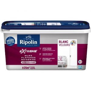Peinture Extrême murs et plafonds - Blanc velours - RIPOLIN - 25 L