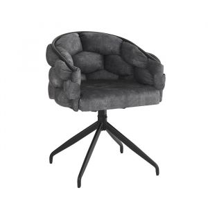 Chaise Pivotante &agrave; 360&deg; Lot de 2 Chaises de Salle &agrave; Manger Chaise de Coiffeuse Fauteuil en velours Pieds en M&eacute;tal Noir Gris