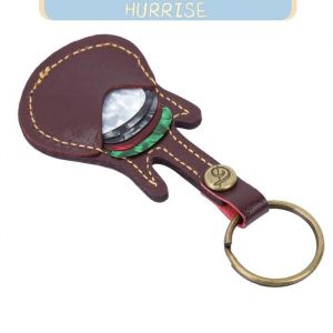 Porte-sac de m&eacute;diator en cuir en laiton portable avec accessoires de m&eacute;diator (noir) instruments guitare Le noir Brun
