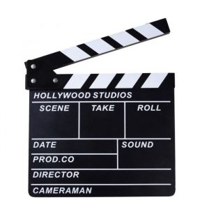 Clap de Cin&eacute;ma en bois - NO NAME - 30x26 cm - Blanc - Noir - Int&eacute;rieur