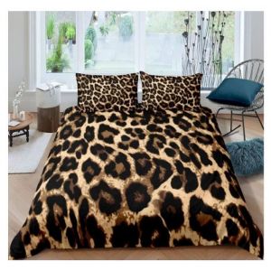 140x200cmLeopard Housse de CouetteCheetah Imprimer Parure de Lit Afrique léopard Imprimer Decor Sets de Housse de Couette