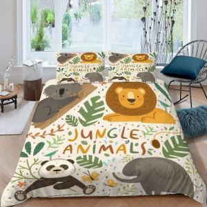 Housse de Couette - Panda Lion - Enfant - 200x200 cm - Motifs - Microfibre